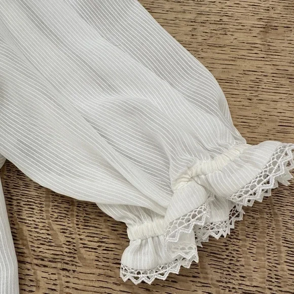 NWOT Current Air Anthropologie Airy Sheer Ruffles Puff Sleeve Blouse medium - Picture 8 of 17